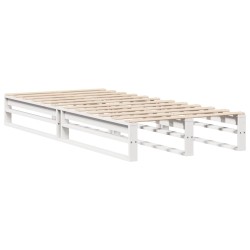 Lit bibliothèque sans matelas blanc 90x190 cm bois massif 