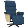Fauteuil inclinable de massage avec repose-pieds bleu tissu 
