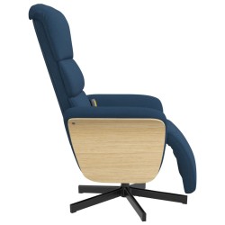Fauteuil inclinable de massage avec repose-pieds bleu tissu 