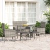 Salon de jardin 6 pcs avec coussins Gris Résine tressée 