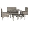 Salon de jardin 6 pcs avec coussins Gris Résine tressée 