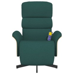 Fauteuil inclinable de massage et repose-pieds vert foncé tissu 