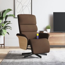 Fauteuil inclinable de massage avec repose-pieds marron tissu 