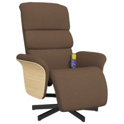 Fauteuil inclinable de massage avec repose-pieds marron tissu 