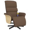 Fauteuil inclinable de massage avec repose-pieds marron tissu 