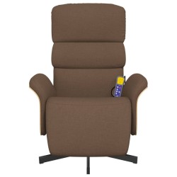 Fauteuil inclinable de massage avec repose-pieds marron tissu 