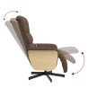 Fauteuil inclinable de massage avec repose-pieds marron tissu 
