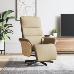 Fauteuil inclinable de massage avec repose-pieds crème tissu 