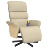 Fauteuil inclinable de massage avec repose-pieds crème tissu 