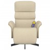 Fauteuil inclinable de massage avec repose-pieds crème tissu 