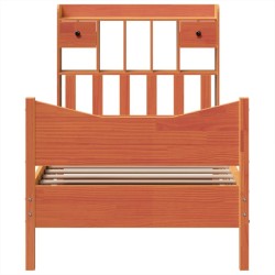 Cadre de lit sans matelas cire marron 100x200cm bois pin massif 