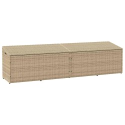 Boîte de rangement de jardin beige 220x50x58 cm résine tressée 