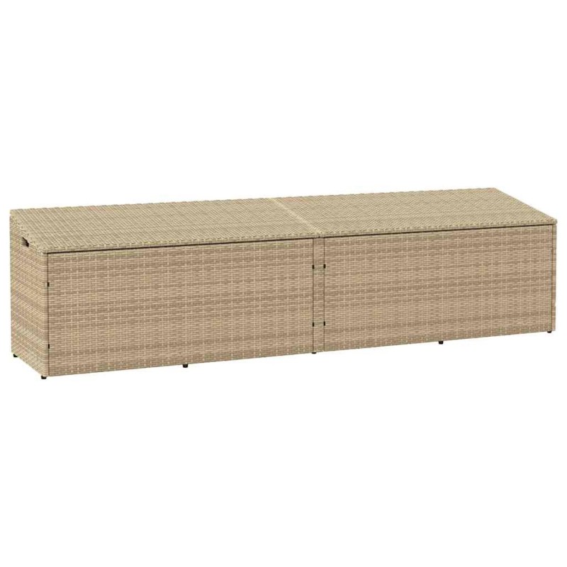 Boîte de rangement de jardin beige 220x50x58 cm résine tressée 