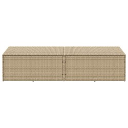 Boîte de rangement de jardin beige 220x50x58 cm résine tressée 