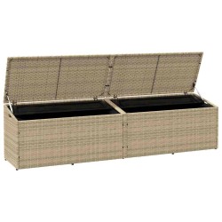 Boîte de rangement de jardin beige 220x50x58 cm résine tressée 