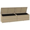Boîte de rangement de jardin beige 220x50x58 cm résine tressée 