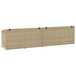 Boîte de rangement de jardin beige 220x50x58 cm résine tressée 