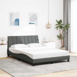 Cadre de lit sans matelas gris foncé 140x200 cm tissu 