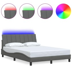 Cadre de lit sans matelas gris foncé 140x200 cm tissu 