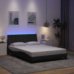 Cadre de lit sans matelas gris foncé 140x200 cm tissu 