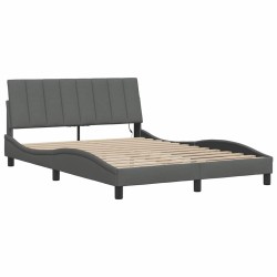 Cadre de lit sans matelas gris foncé 140x200 cm tissu 