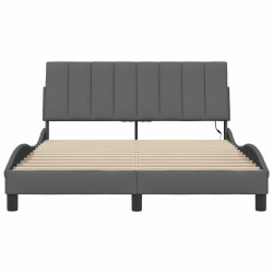 Cadre de lit sans matelas gris foncé 140x200 cm tissu 