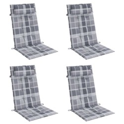 Coussins de chaise à dossier haut lot de 4 carreaux gris 