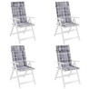 Coussins de chaise à dossier haut lot de 4 carreaux gris 