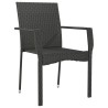 Chaises de jardin lot de 4 avec coussins Résine tressée Noir 