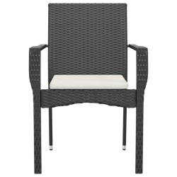 Chaises de jardin lot de 4 avec coussins Résine tressée Noir 