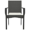 Chaises de jardin lot de 4 avec coussins Résine tressée Noir 