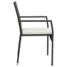 Chaises de jardin lot de 4 avec coussins Résine tressée Noir 