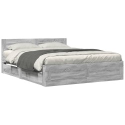 Cadre de lit et tête de lit sans matelas sonoma gris 150x200 cm 