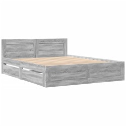 Cadre de lit et tête de lit sans matelas sonoma gris 150x200 cm 