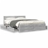 Cadre de lit et tête de lit sans matelas sonoma gris 150x200 cm 