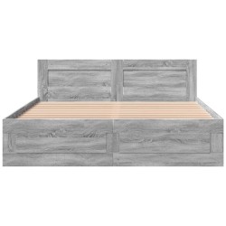 Cadre de lit et tête de lit sans matelas sonoma gris 150x200 cm 