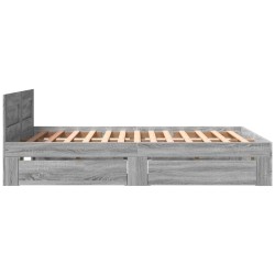 Cadre de lit et tête de lit sans matelas sonoma gris 150x200 cm 