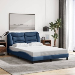 Cadre de lit sans matelas bleu 120x200 cm tissu 