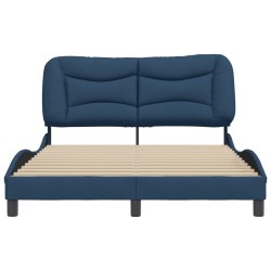 Cadre de lit sans matelas bleu 120x200 cm tissu 