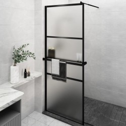 Paroi de douche avec étagère Noir 80x195 cm Verre ESG&Aluminium 