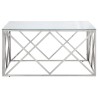 Table basse argenté acier inoxydable et verre trempé 