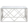 Table basse argenté acier inoxydable et verre trempé 
