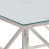 Table basse argenté acier inoxydable et verre trempé 