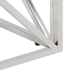Table basse argenté acier inoxydable et verre trempé 