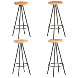 Tabourets de bar lot de 4 bois de manguier brut 