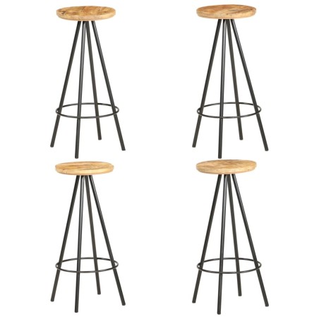 Tabourets de bar lot de 4 bois de manguier brut 