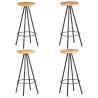 Tabourets de bar lot de 4 bois de manguier brut 