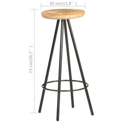 Tabourets de bar lot de 4 bois de manguier brut 