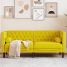 Canapé Chesterfield avec traversins 2 places jaune velours 