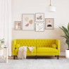 Canapé Chesterfield avec traversins 2 places jaune velours 